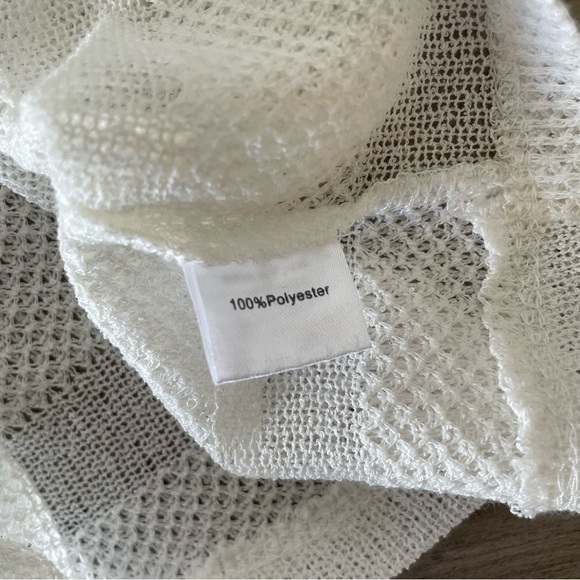 Bsbw LF Mixer White Semi Sheer Asymmetrical Knit Crop Top - Picture 5 of 5